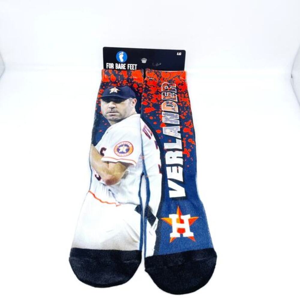 For Bare Feet Houston Astros Jose Altuve 27 Record Breaker Crew Sock Adult Large